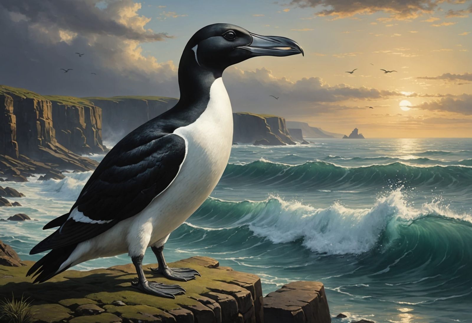 Mythical Great Auk: Extinct Bird Reimagined