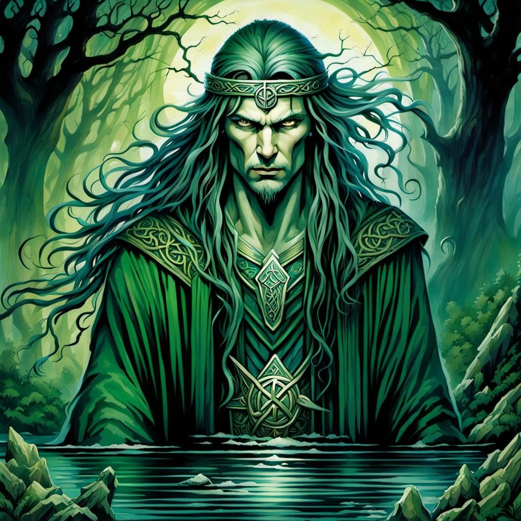 Ethereal Gothic Fairy in Lush Swampland, Watercolor