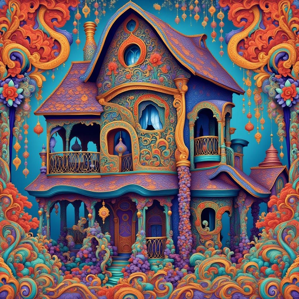 Vibrant Paisley House with Ornate, Organic Designs