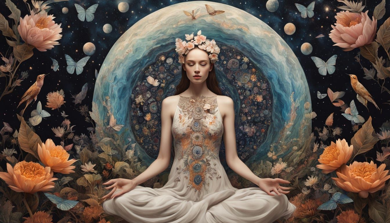 Surreal Figure Emerges from Dreamlike Landscape