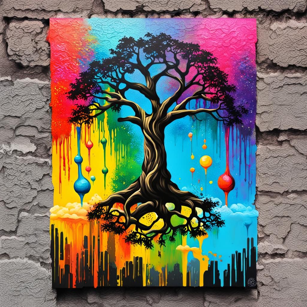 Colorful Graffiti Art Tree of Life