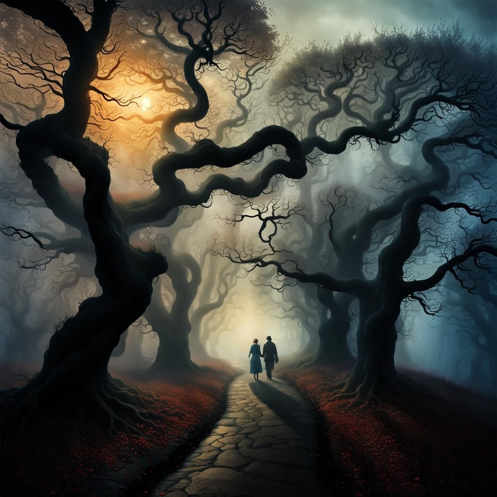 Ethereal Souls Journey Through Misty Landscape