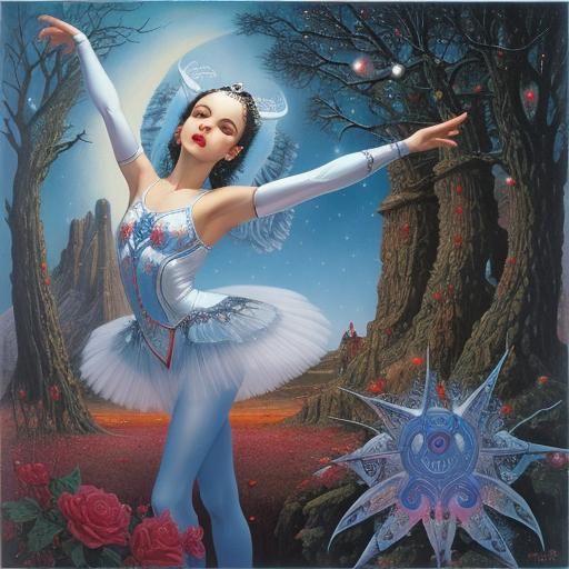 Surreal Ballerina in Winter Wonderland, Digital Art