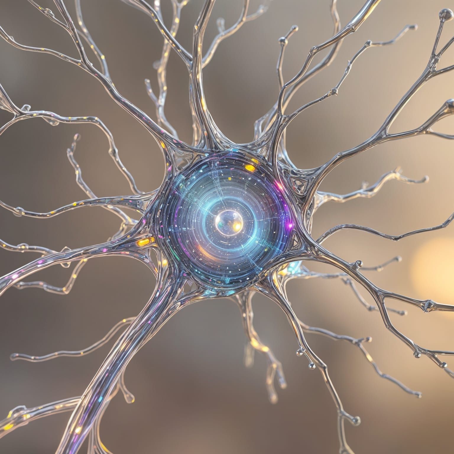 Neural Glass Form in Luminous Blues and Golds