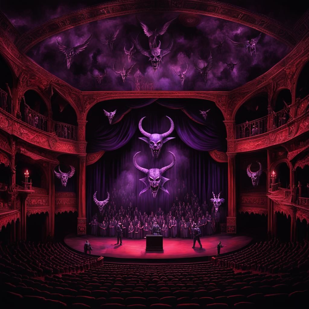 Demonic Opera Theater with Satanic Symbols