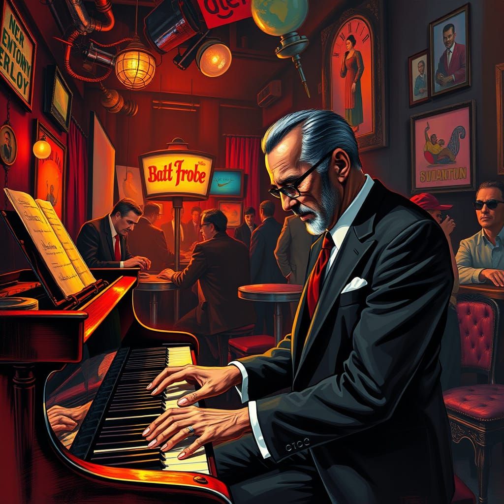 Bob James Plays Piano in Surreal Jazz Club