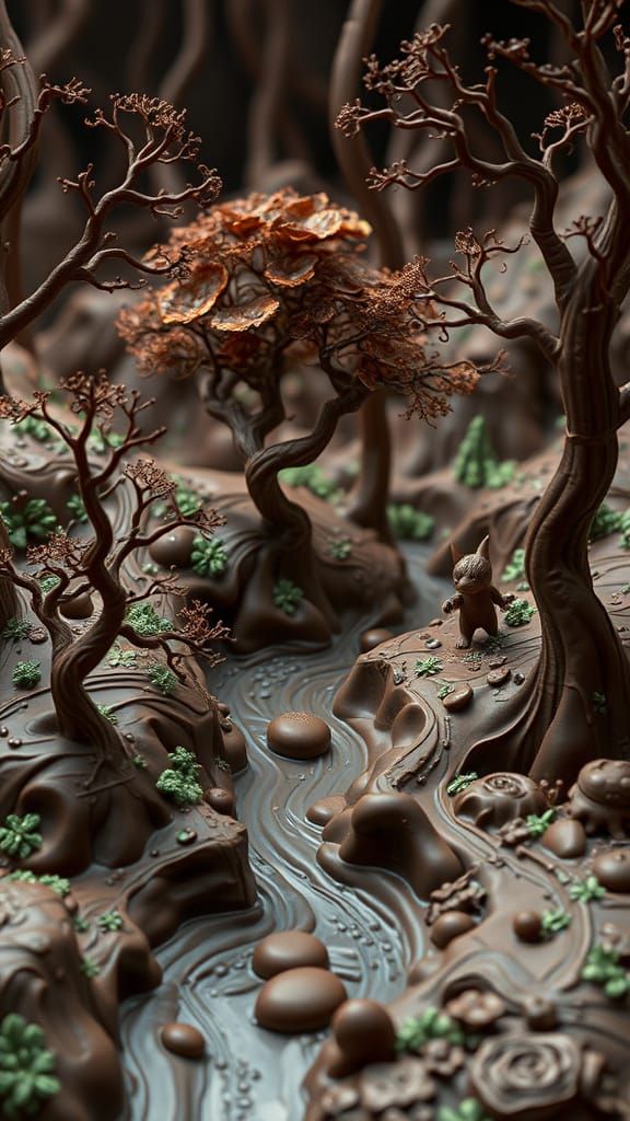 Chocolate Fantasy Landscape in Hyperrealistic Style