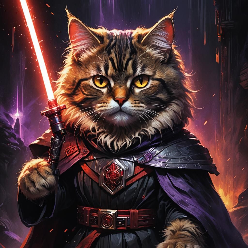 Kitty Sith Lord Portrait in Fantasy Concept Art