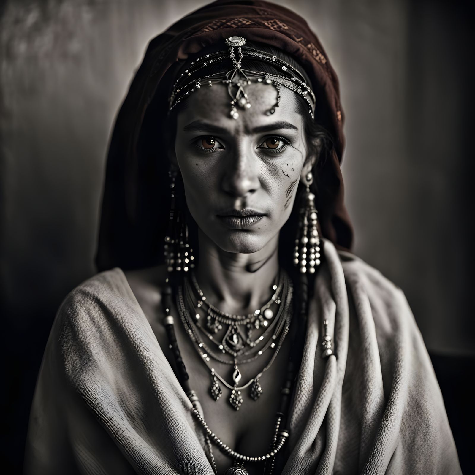 Amazigh Woman Portrait with Traditional Jewelry