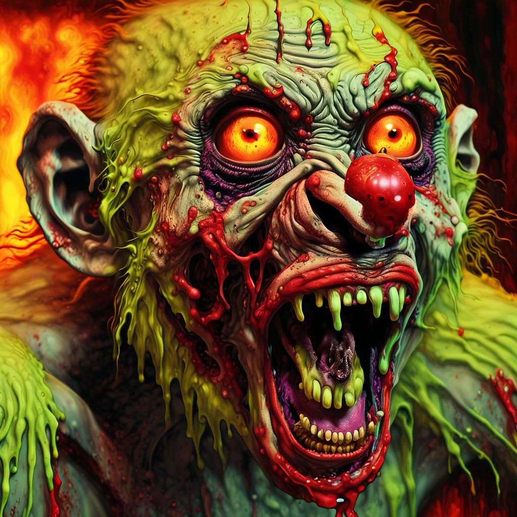 Grotesque Surrealist Clown in Agony
