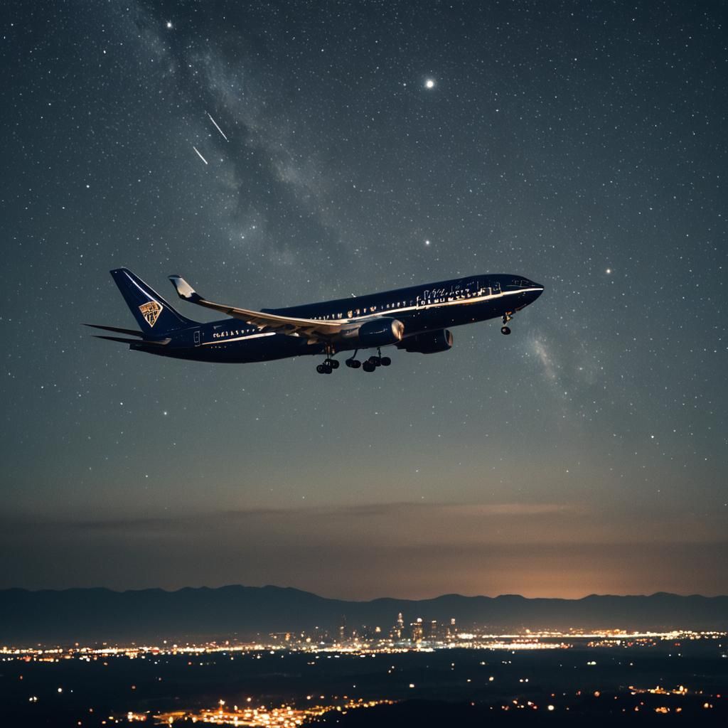 Night Flight of a Commercial Airliner