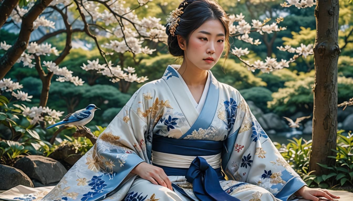 Japanese Woman in Kimono: Dreamy Cinematic Portrait