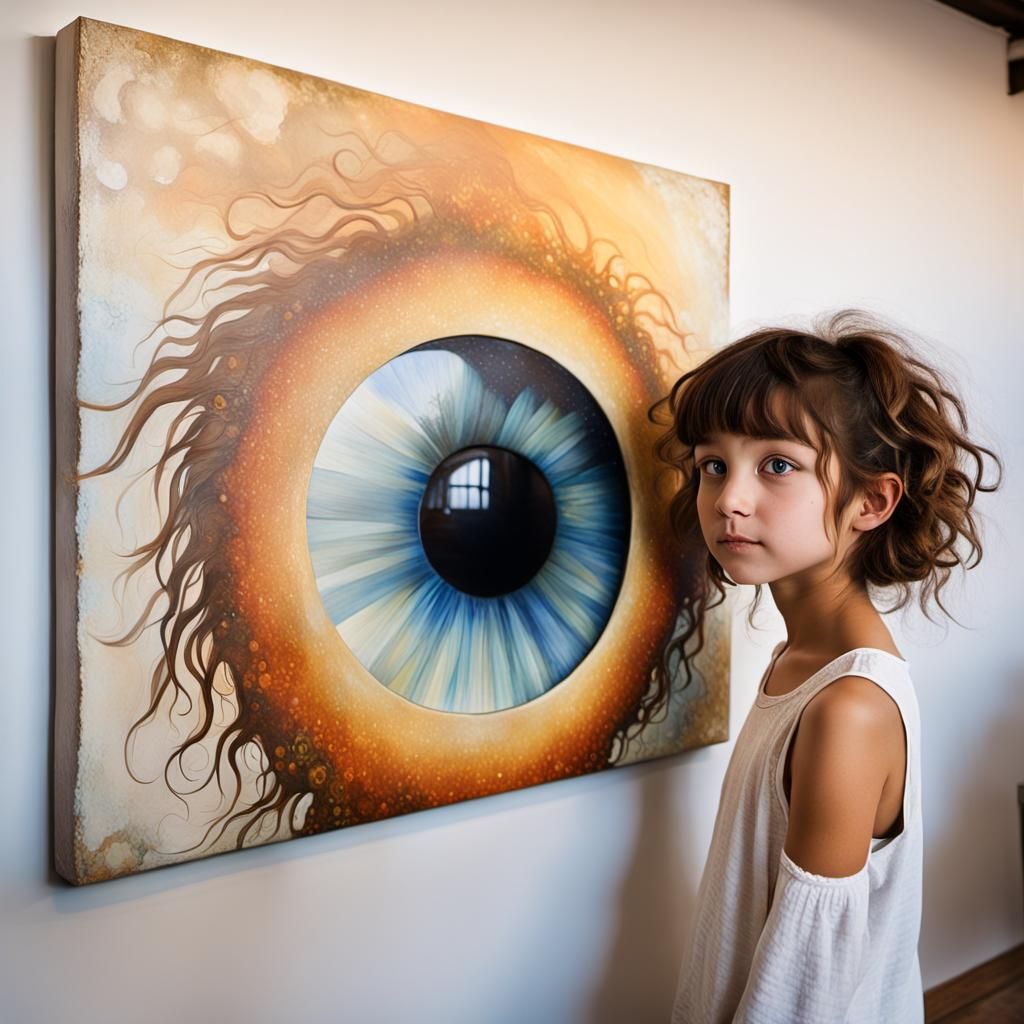 Girl Enters Mystical Portal in Oil Painting