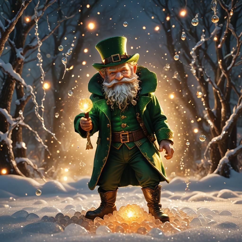 Spec of ice like Skyrim in Elder Scrolls on fiery leprechaun Christmas seed
