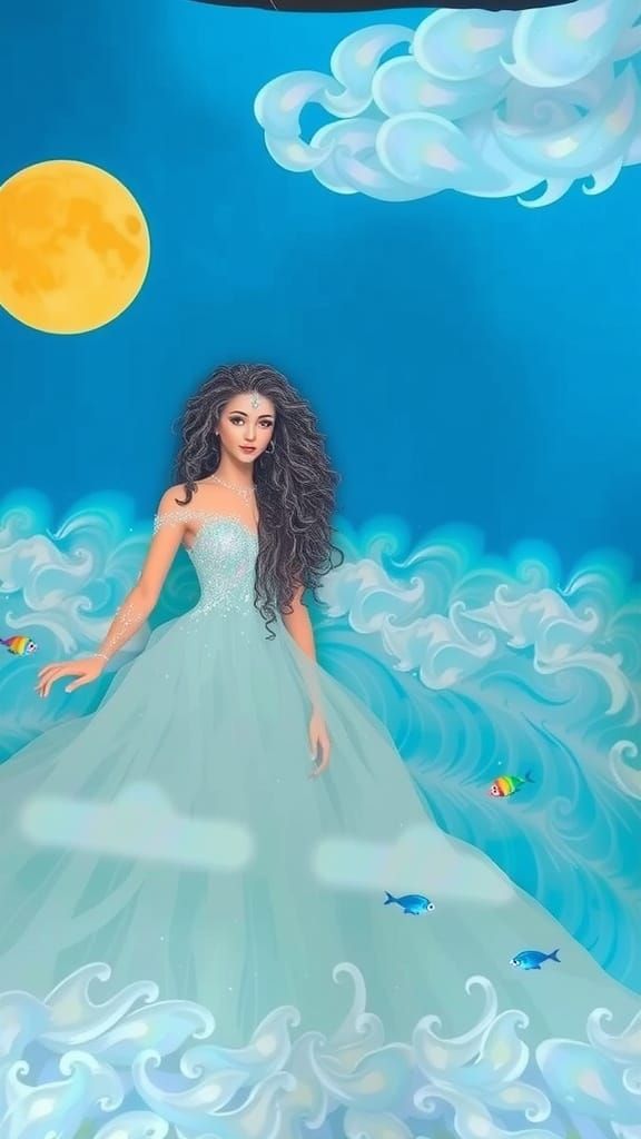 Ethereal Sea Goddess Rising from Iridescent Foam