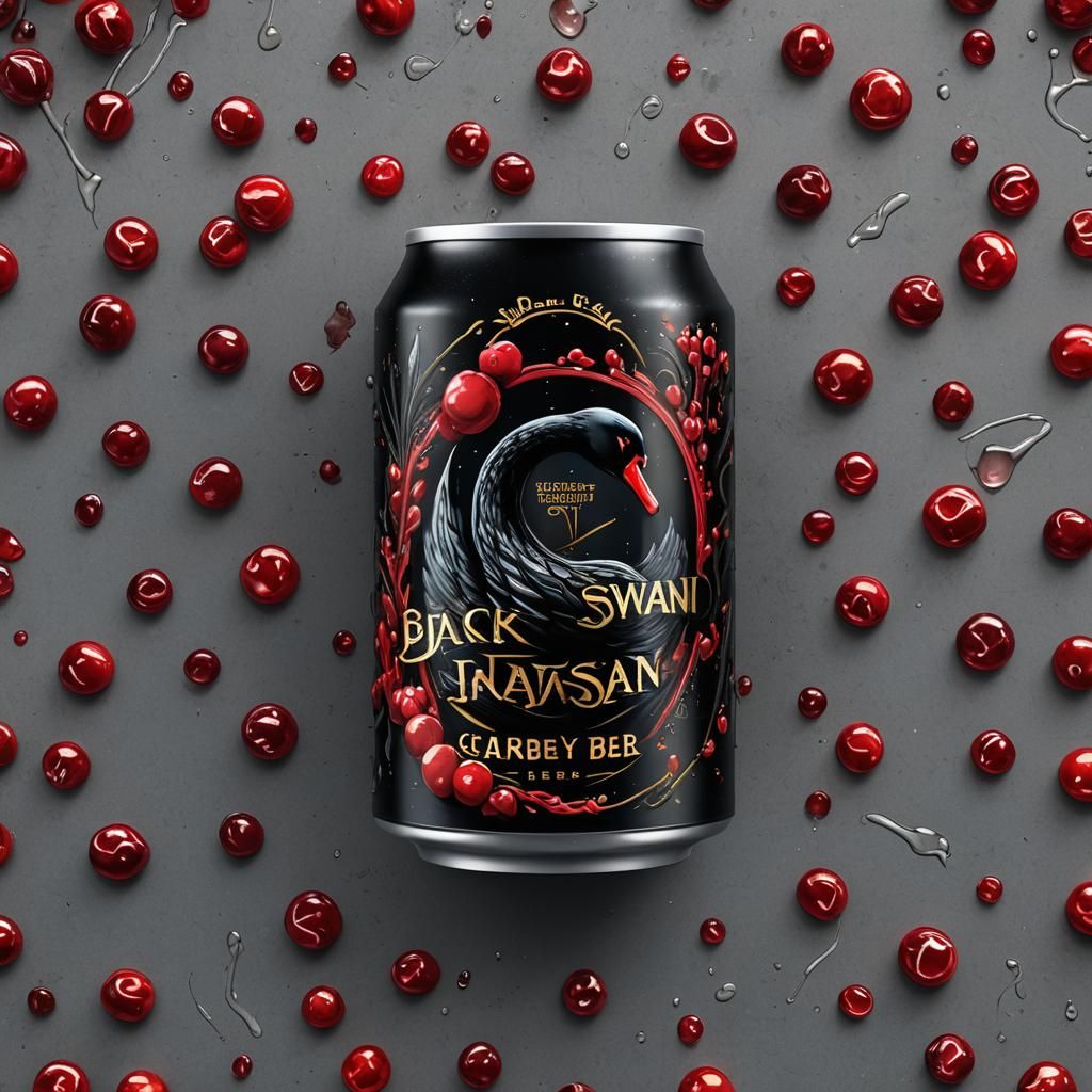 Black Swan Cranberry Beer Can Logo: Detailed Matte Painting