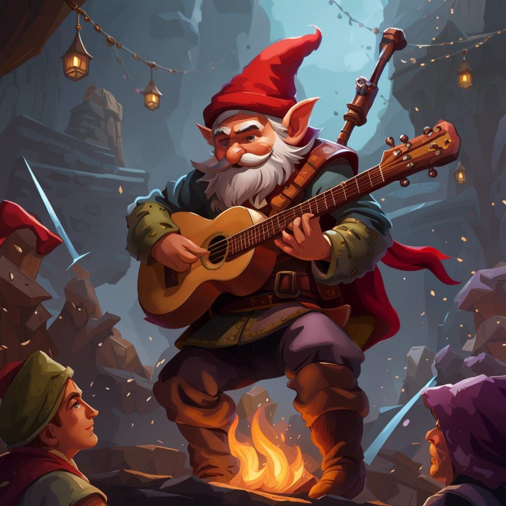 Gnome Bard's Song: A Fantasy Art Illustration