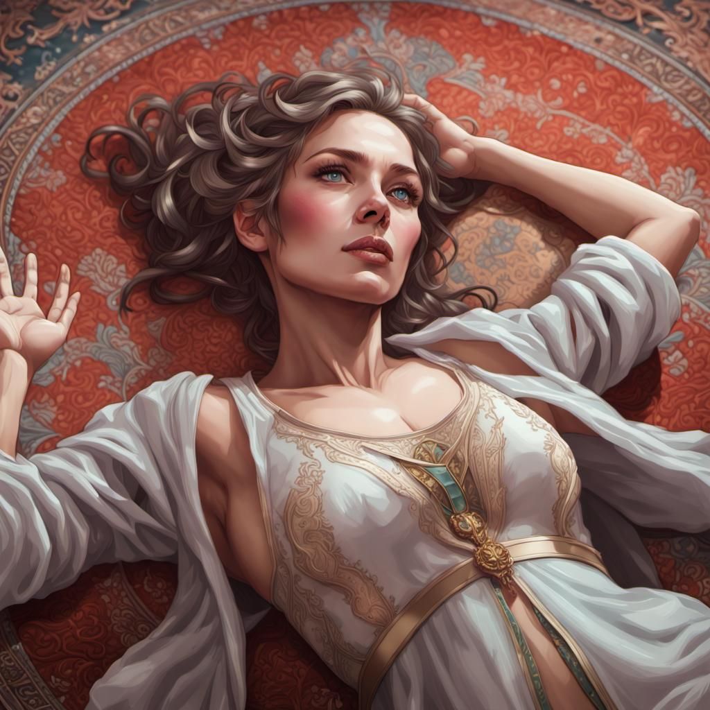 Pleading Woman Portrait in Art Nouveau Style