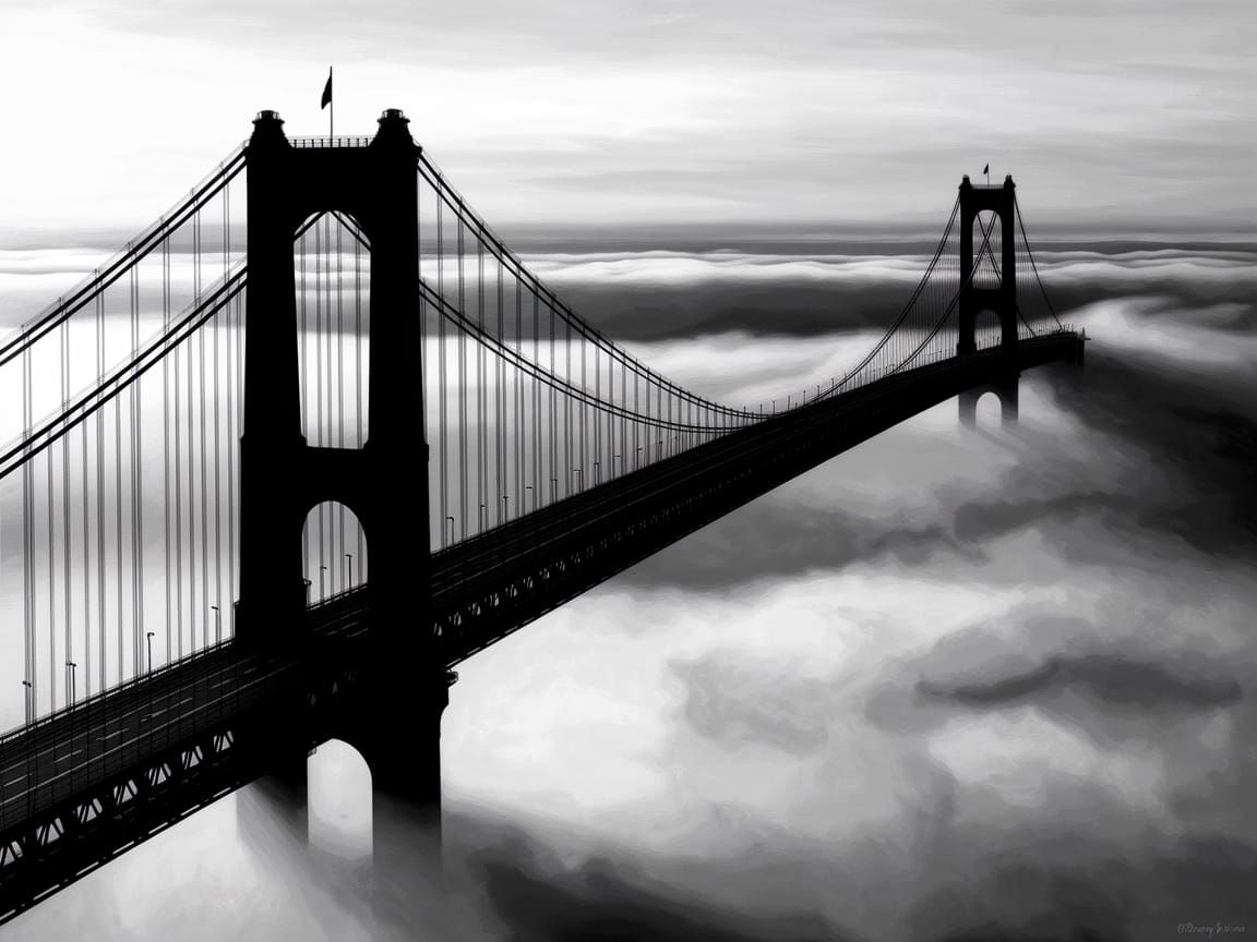 Stunning Verrazzano Bridge Silhouette in Morning Fog