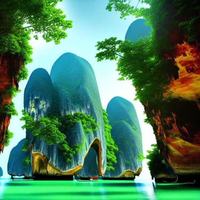 Phang Nga Bay: A Detailed Matte Painting