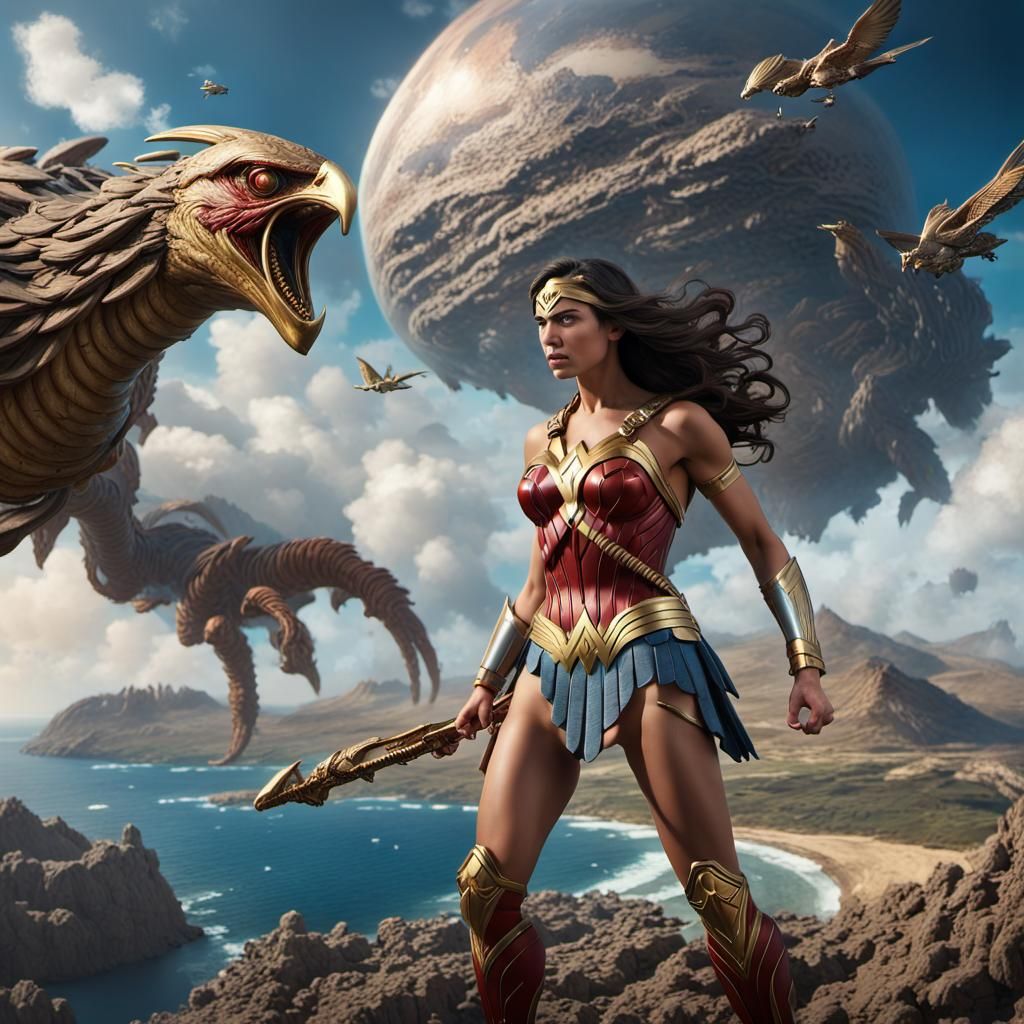 Wonder Woman and Hawk Woman Versus Centipede