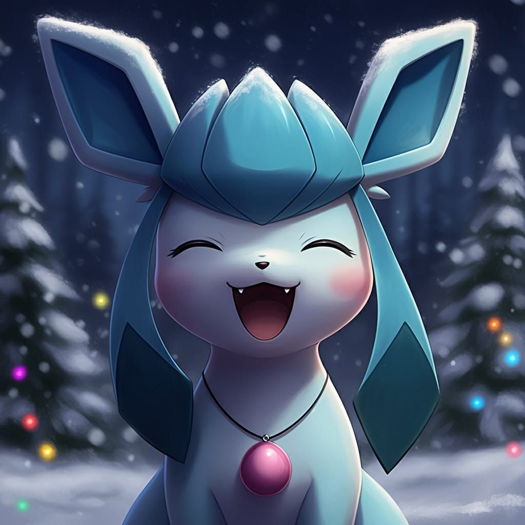 Adorable Glaceon Girl Soaks Up Winter Wonderland in Anime St...