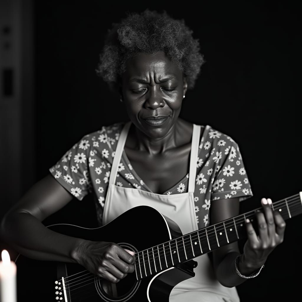 Black Woman Singing the Blues in Gritty Portrait