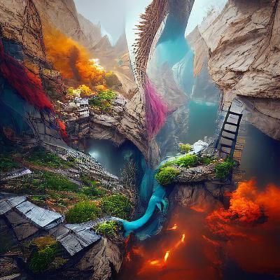 Fantastical Chasm of Dragons and People
