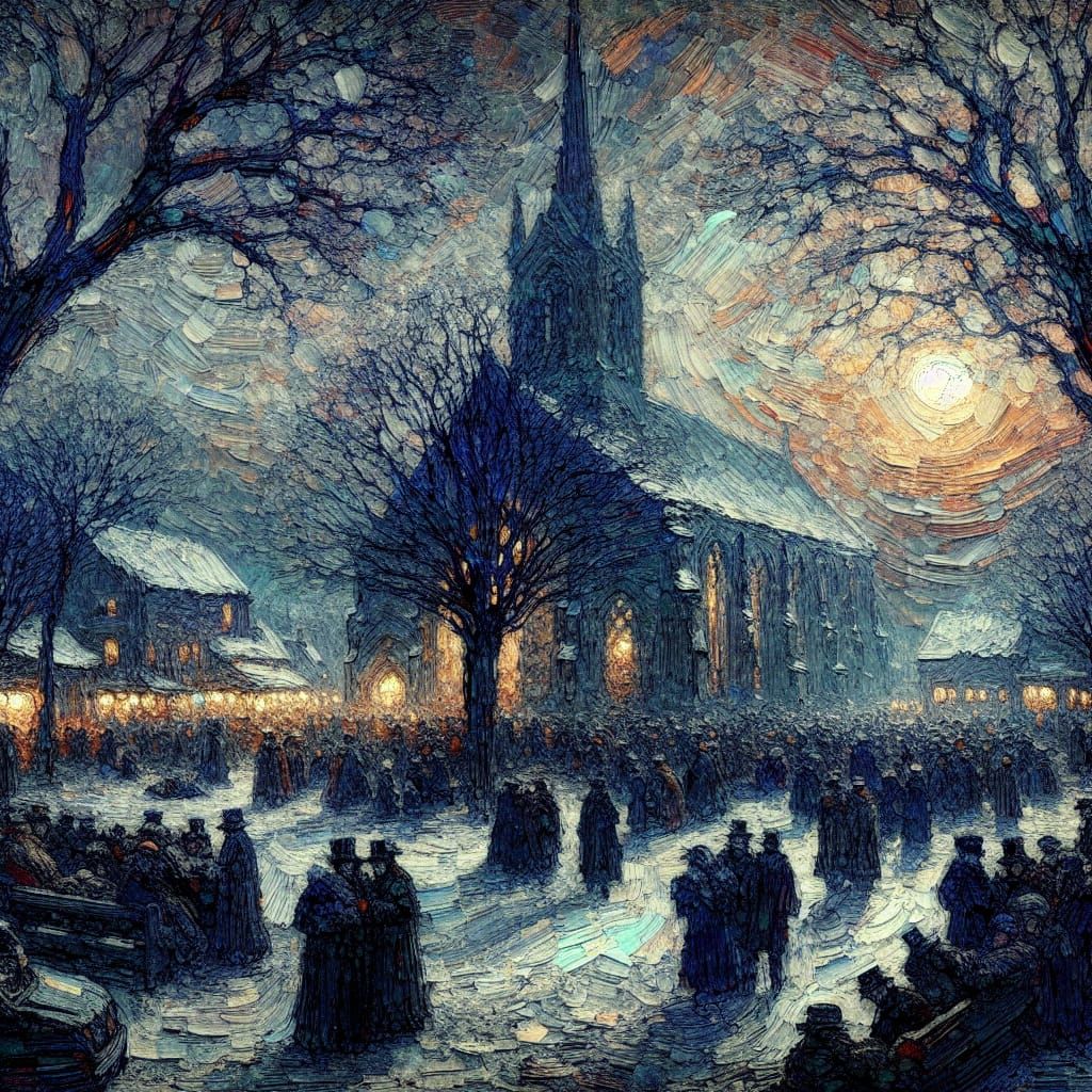 Impressionist Nightfall Scene in Volksgarten