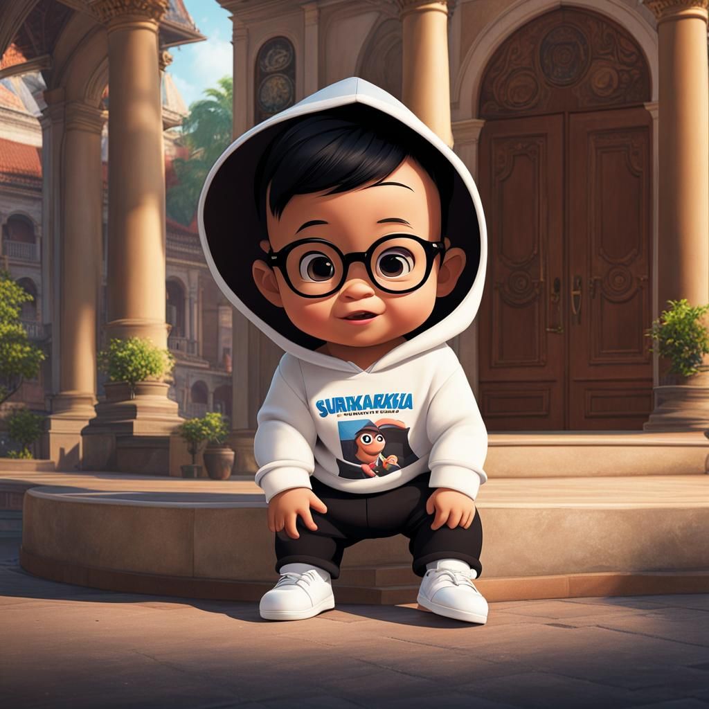 Cute Indonesian Baby Boy: Disney Pixar Style Poster