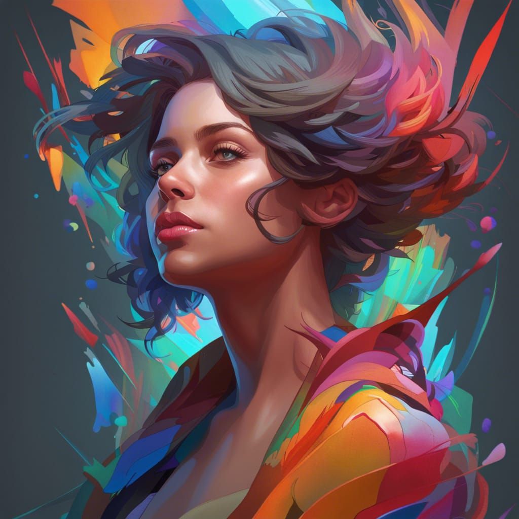 Abstract Mind Portrait in Hyperdetailed Concept Art