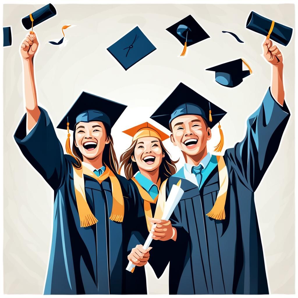 Graduation Celebration: Nostalgic Vector Art of Youth