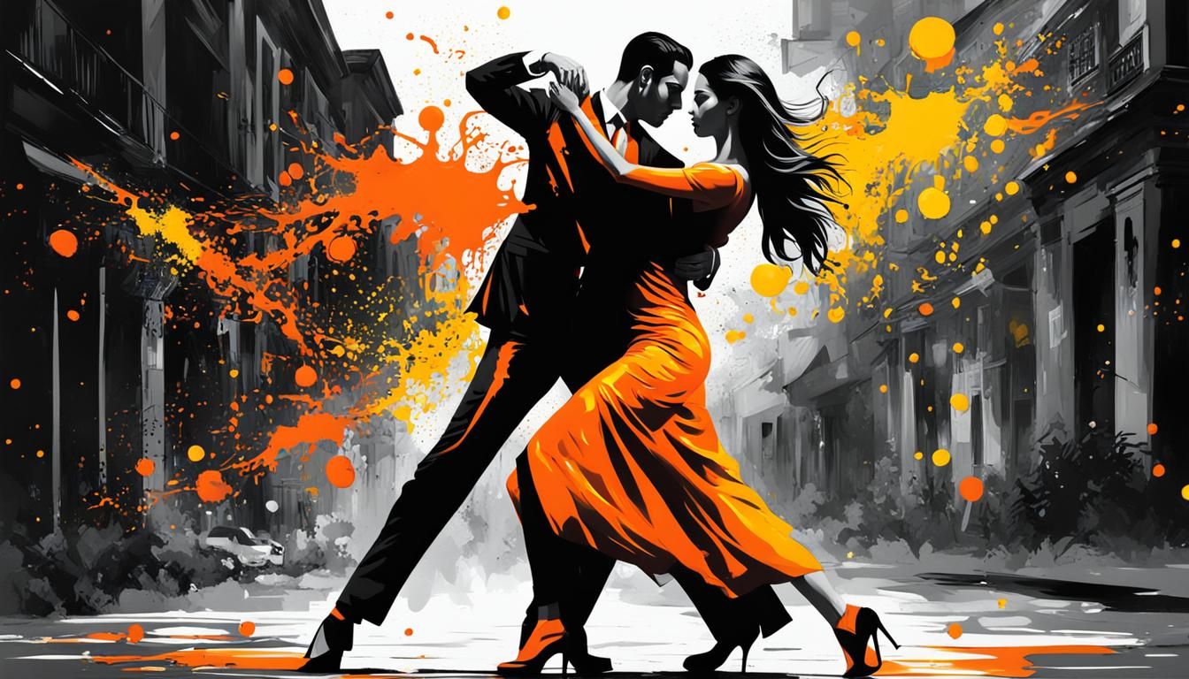 Dramatic Tango Dance in Graffiti Art Style