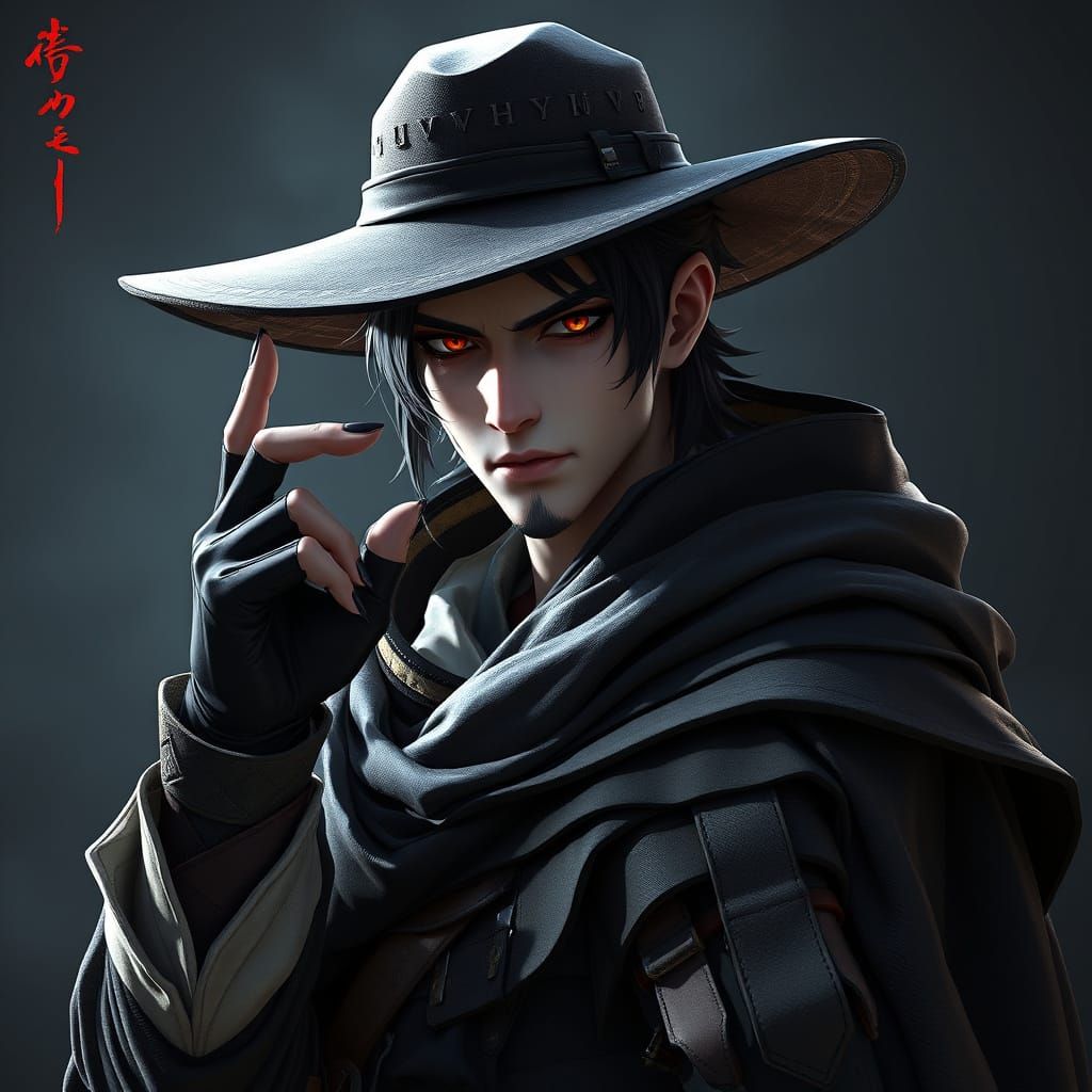 Anime Vampire Hunter in Dark Fantasy Style