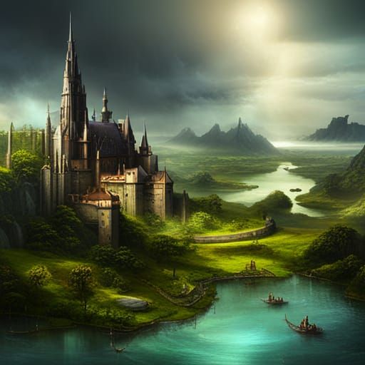 Epic Medieval City with River Harbor