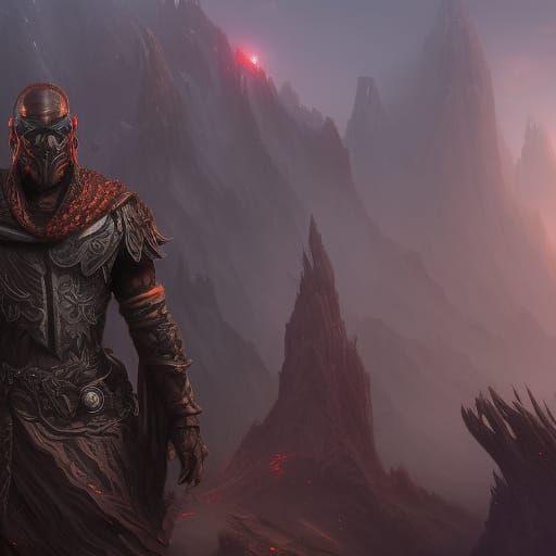 Fantastical Dark Figure in Detailed Matte Painting