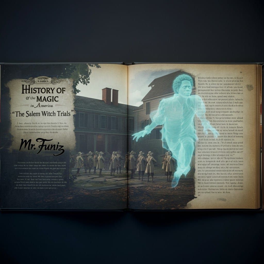 History Textbook Page with Spectral Poltergeist, Art Nouveau...