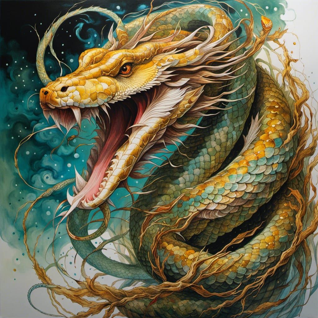 Serpentine Deity in Fantasy Art Style