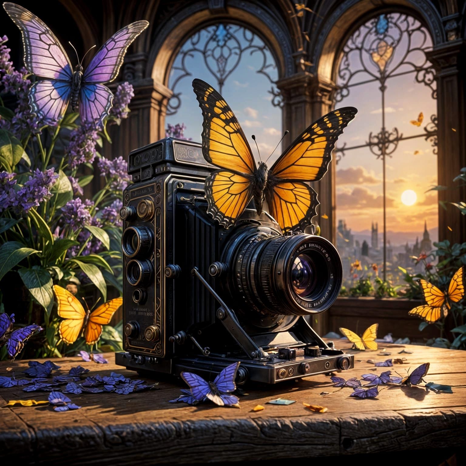 Vintage Camera Releases Butterfly of Photo Memories at Sunse...