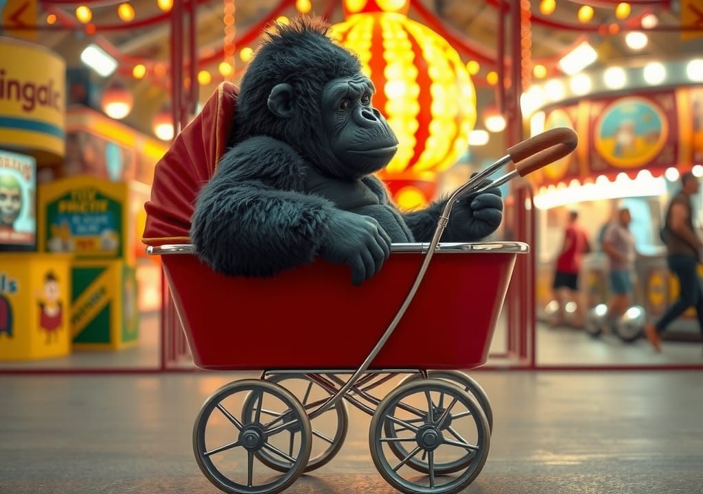 Baby King Kong at a Funfair