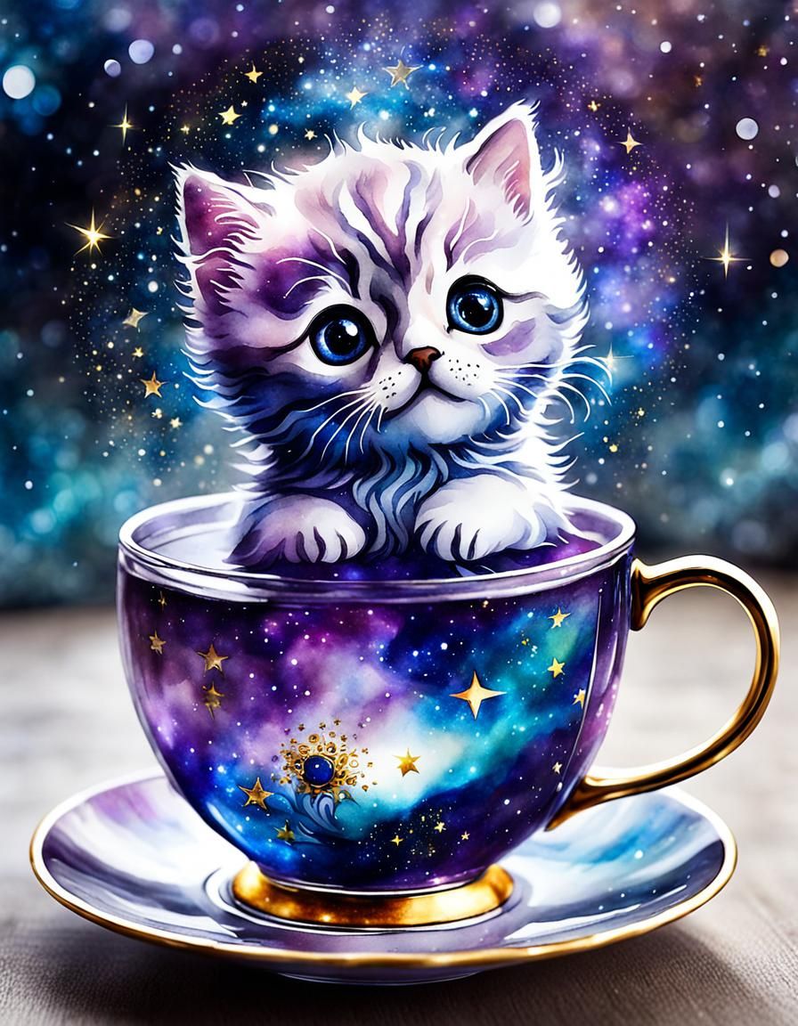 Magical tea cup kitten✨