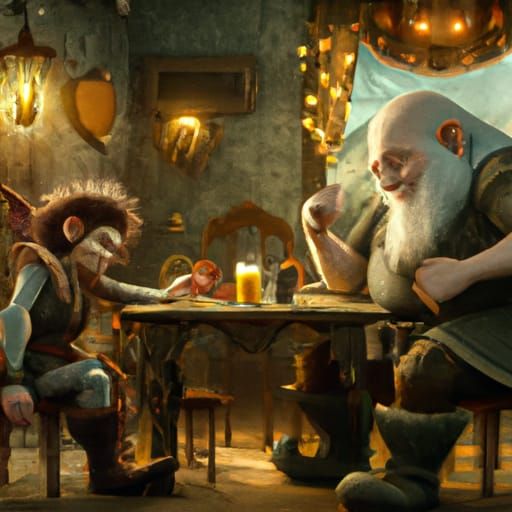 Dwarf and Elf in Love: A Digital Painting