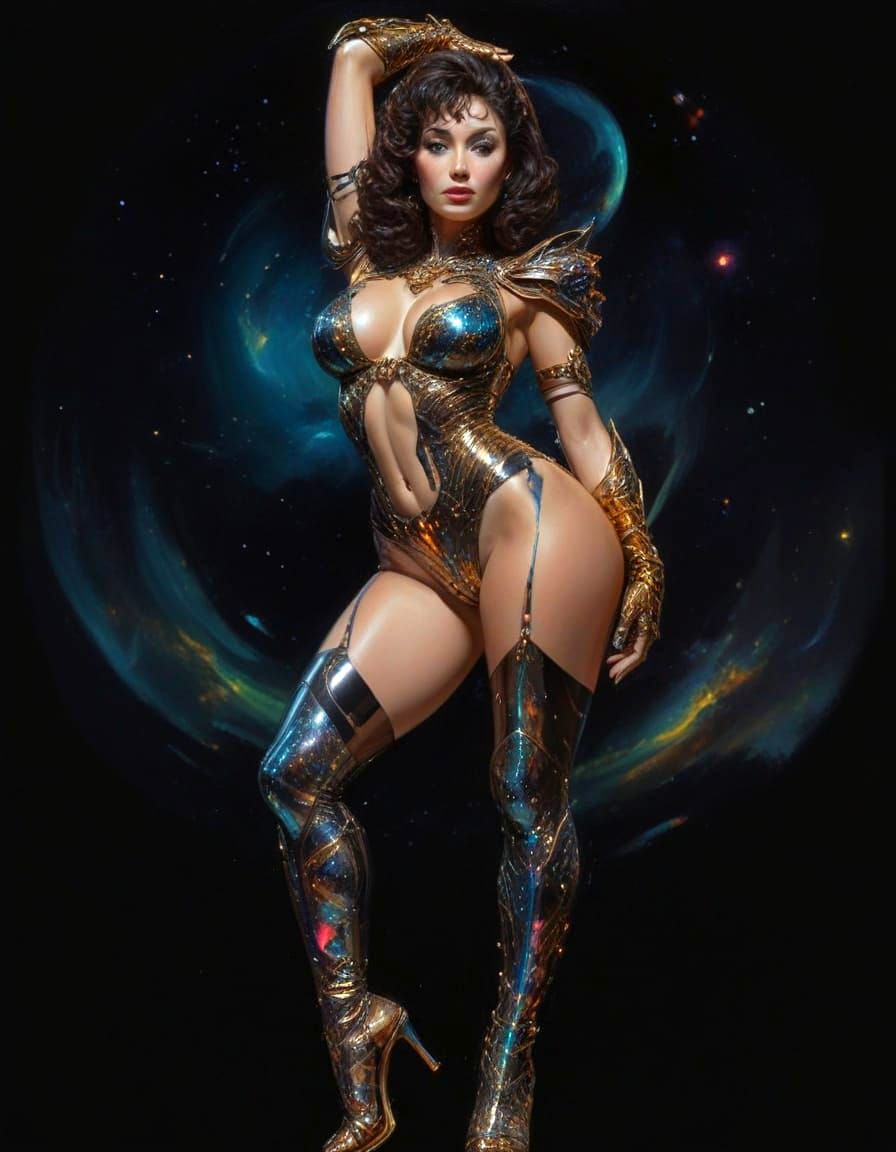 Baroque Space Fantasy Portrait in Electric Tape Bikini