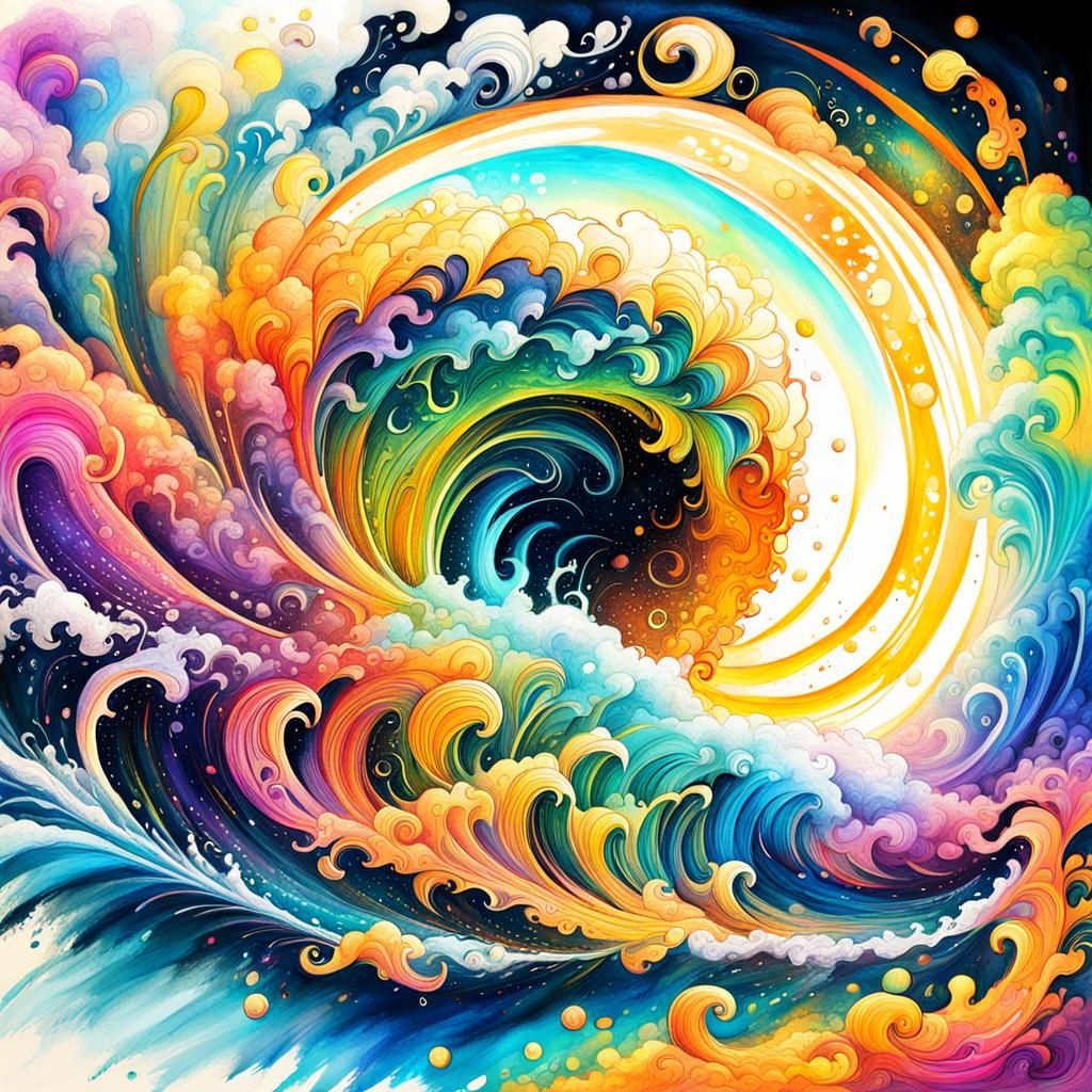 Abstract Luminescent Tornado over the Ocean