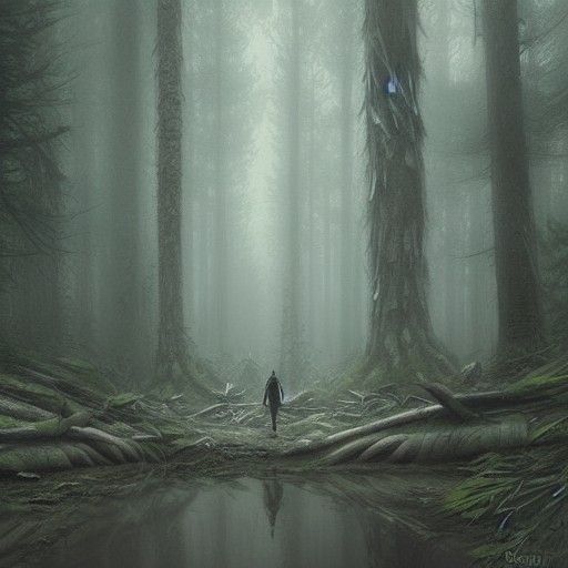 Sinister Forest Scene in Dark Fantasy Style
