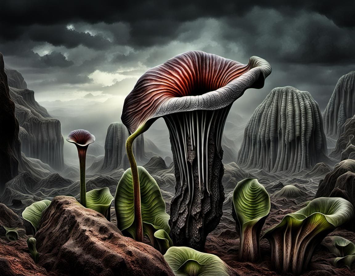 Hyperrealistic Corpse Flower Digital Illustration