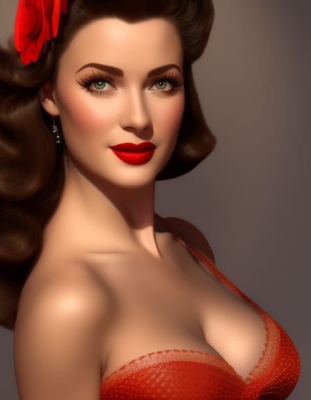 Red Haired Pinup Goddess in Pixar 3D Style