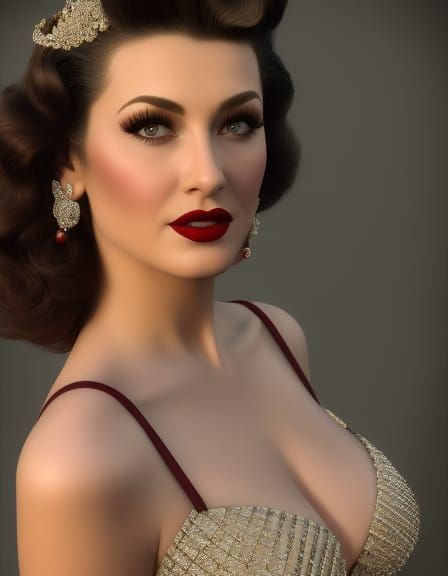 Red Haired Pinup Portrait in Pixar 3D Style