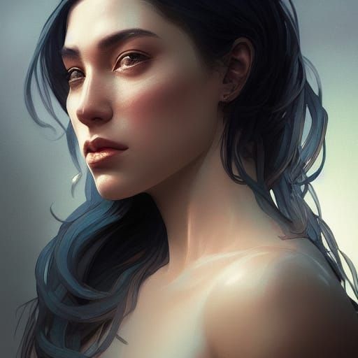 Moonlit Portrait in Art Nouveau Style