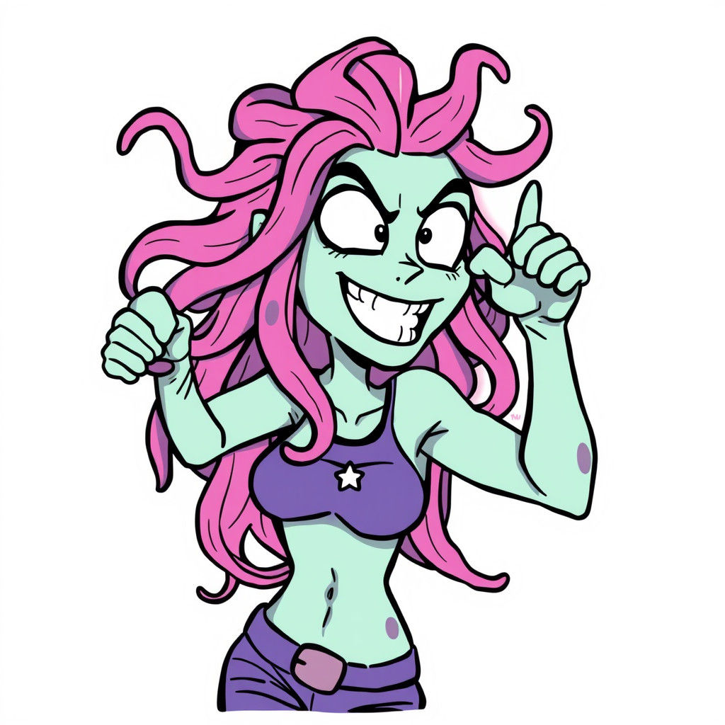 Medusa Sticker in Gravity Falls Cartoon Style
